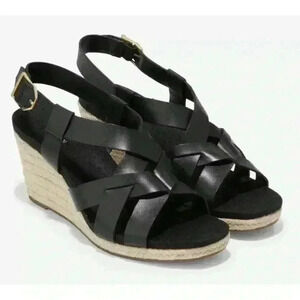 New Cole Haan Women's Crystal 70MM Wedge Black Sandal~ Size 10
